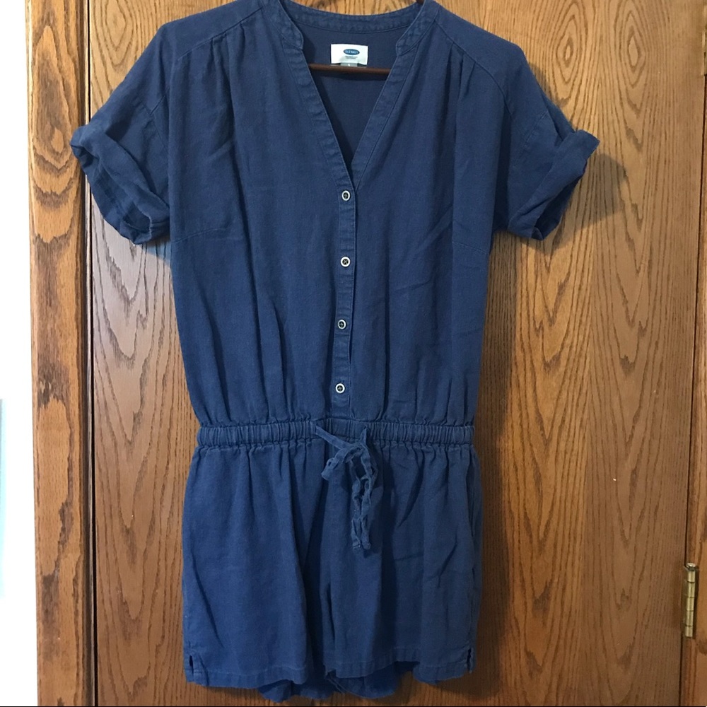 Blue Button-Up Romper